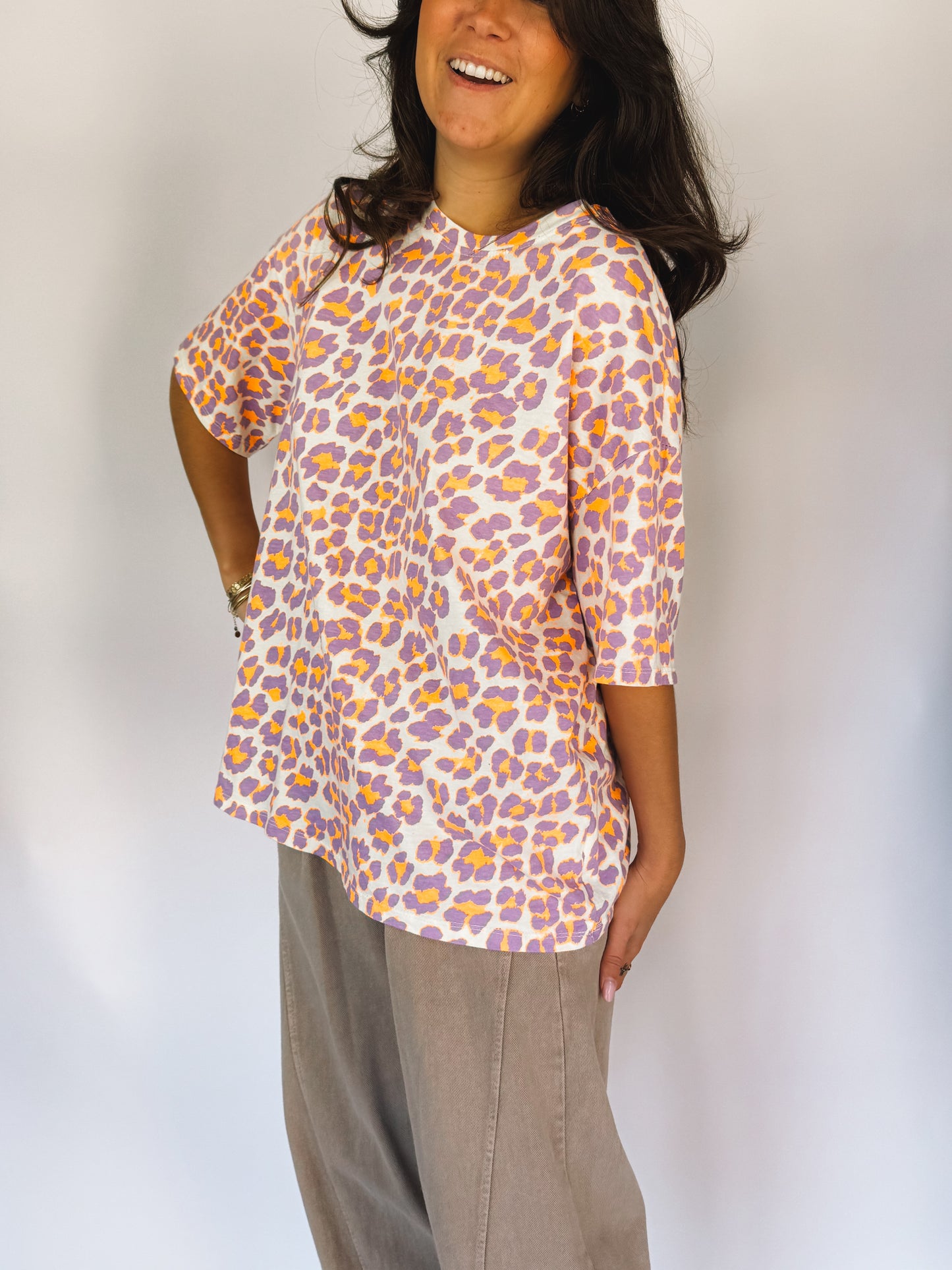 Tee-shirt Léopard Orange & Violet