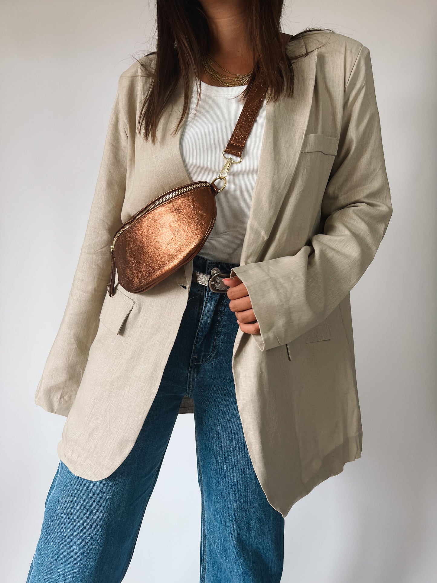 Blazer Mathilde beige en lin - Anemone Store