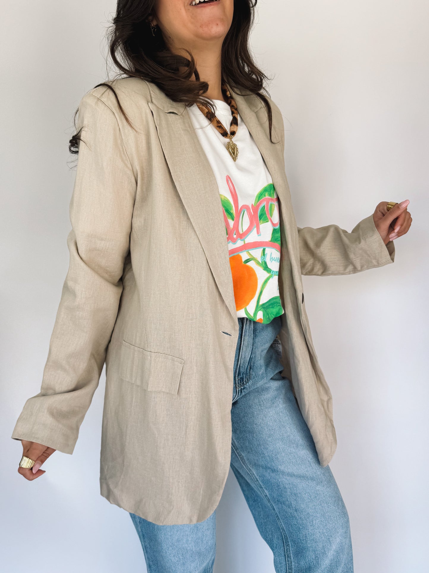 Blazer Mathilde beige en lin - Anemone Store