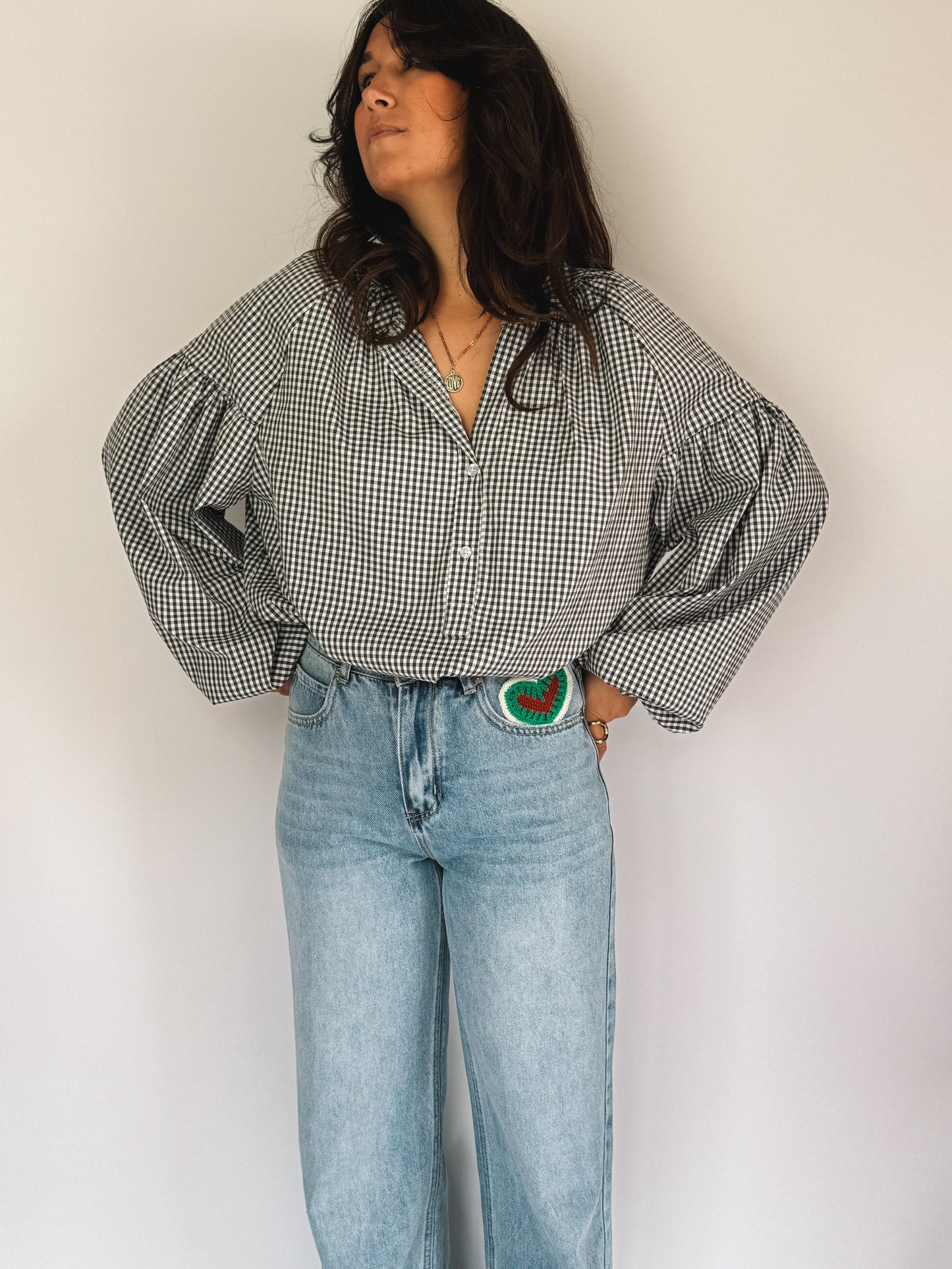 Blouse Billie Vichy Kaki - Anemone Store