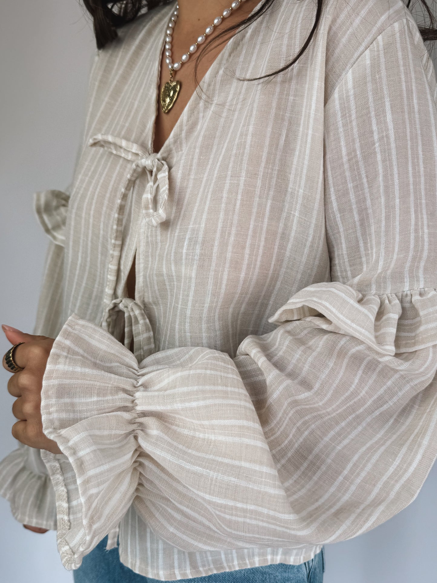 Blouse Cassandra Beige Rayée