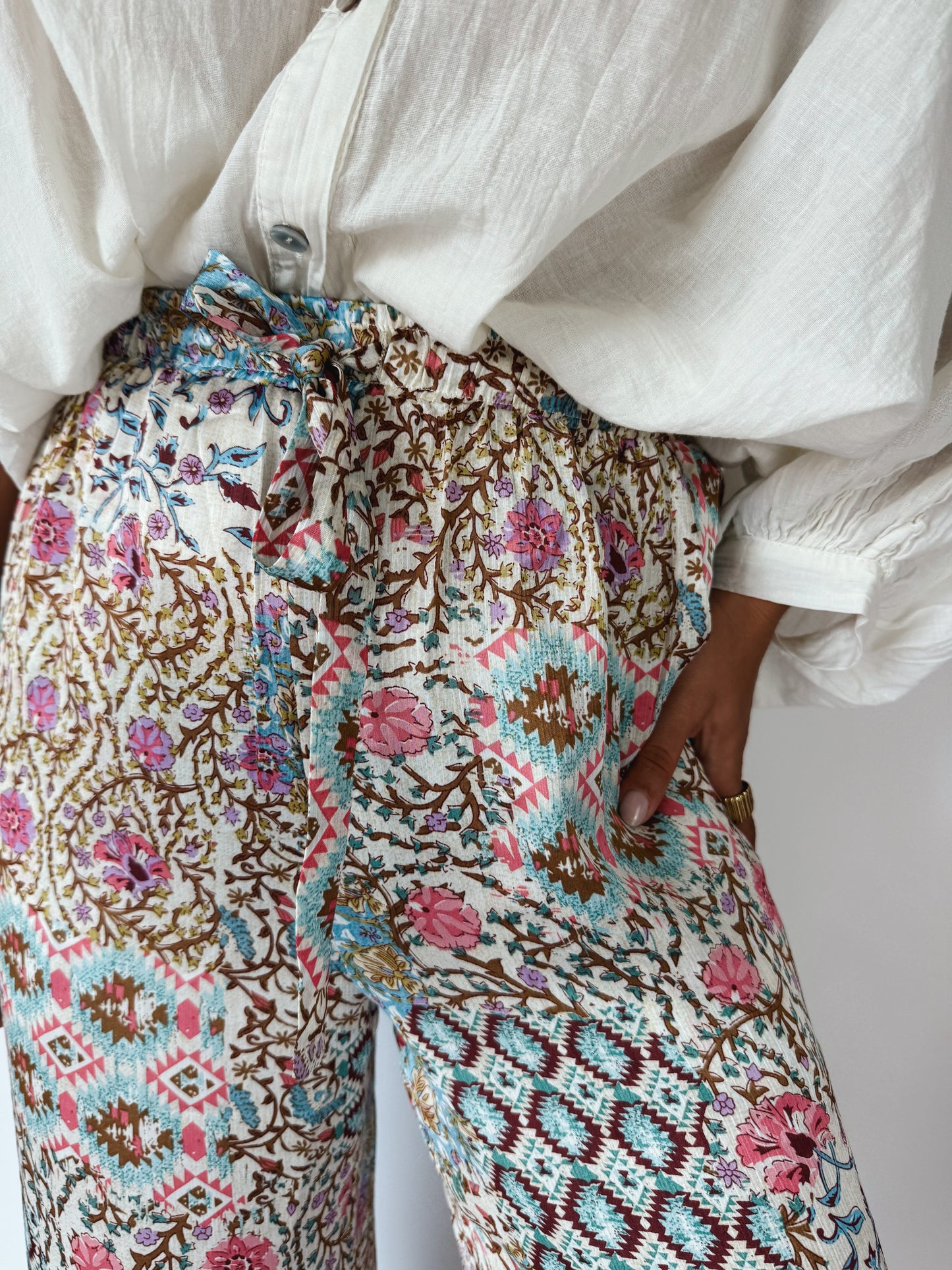 Pantalon Lilou Fleuri Beige - Anemone Store