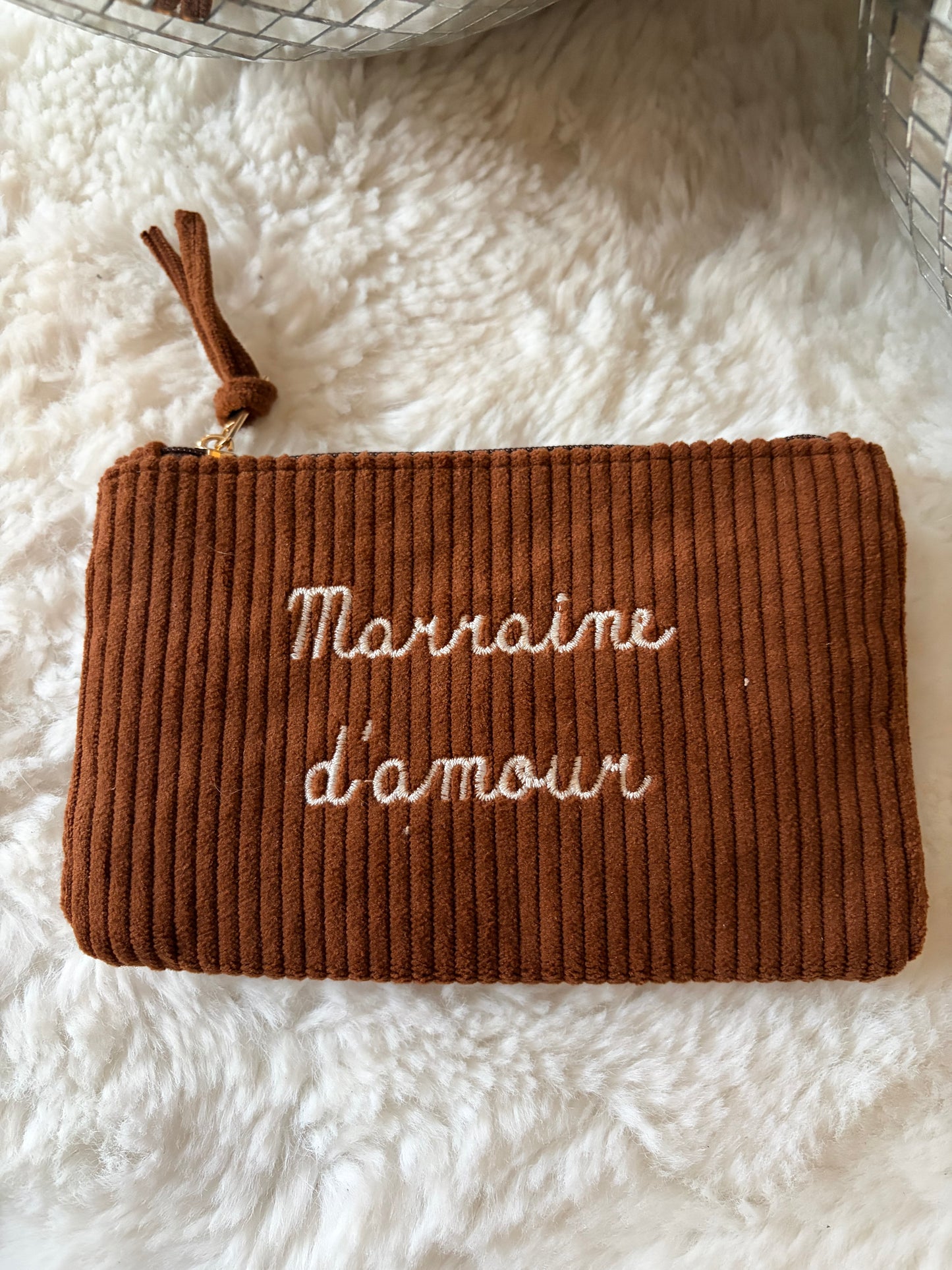 Pochette « marraine d’amour » marron