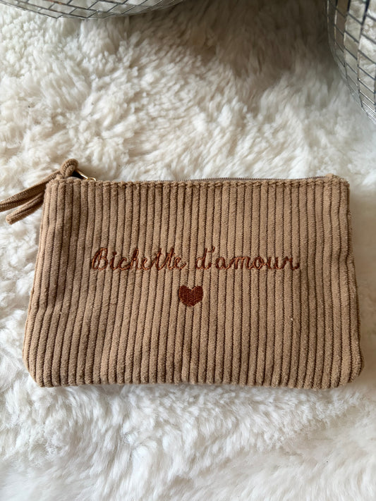 Pochette « bichette d’amour » beige