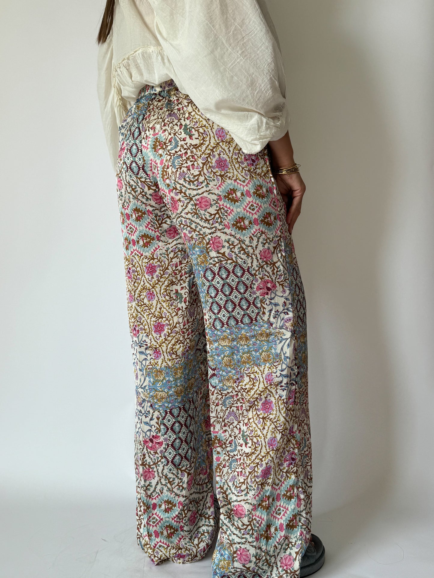 Pantalon Lilou Fleuri Beige - Anemone Store