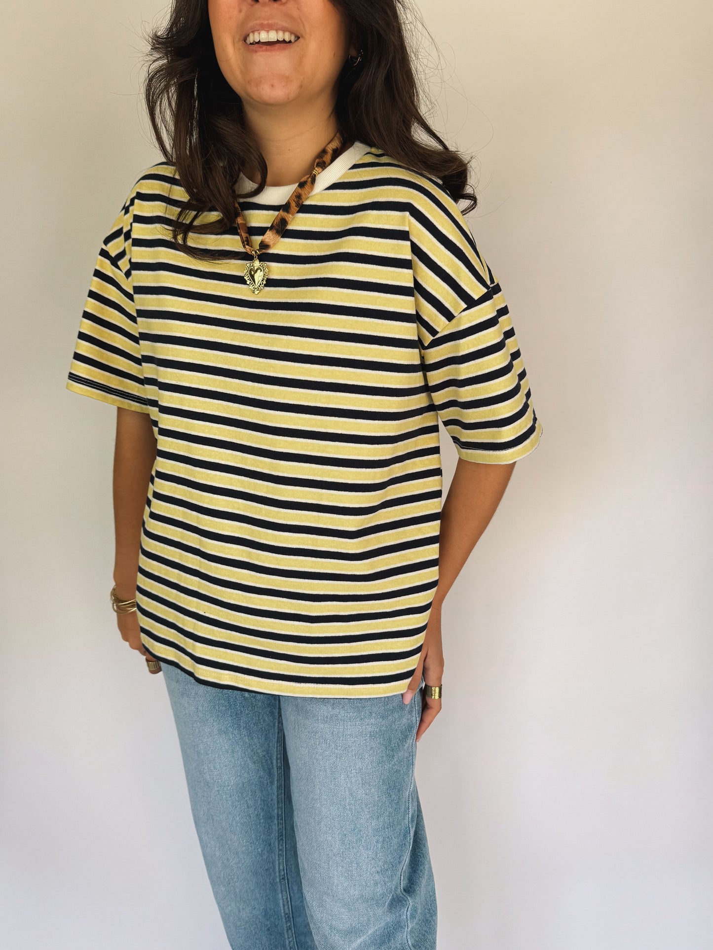 Tee-shirt Margot Rayé Jaune