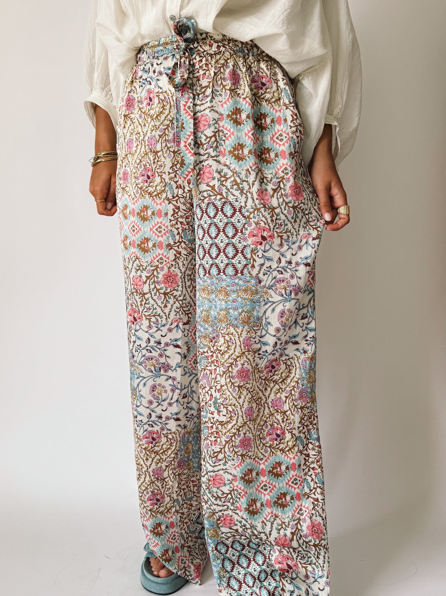 Pantalon Lilou Fleuri Beige - Anemone Store