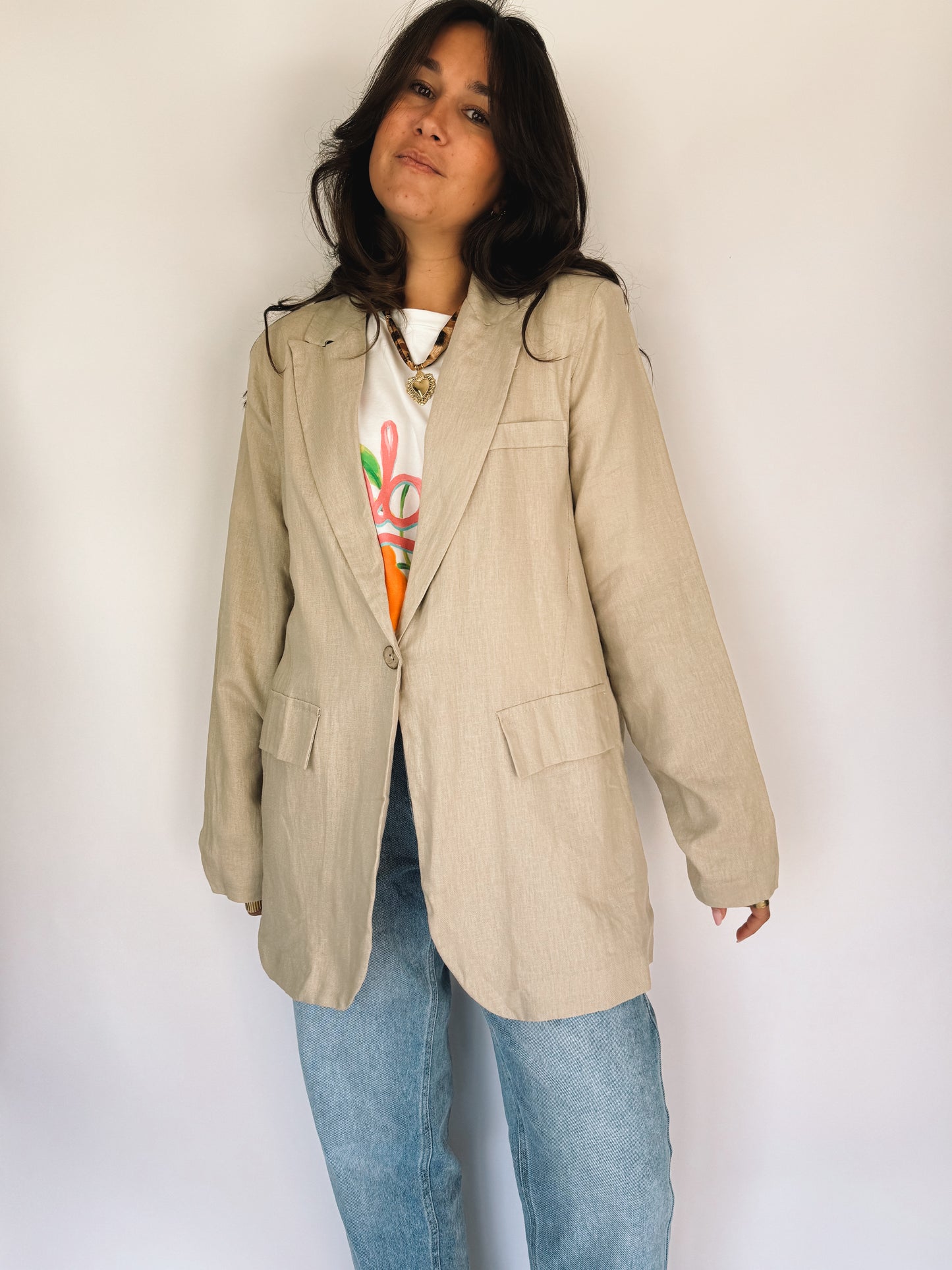 Blazer Mathilde beige en lin - Anemone Store