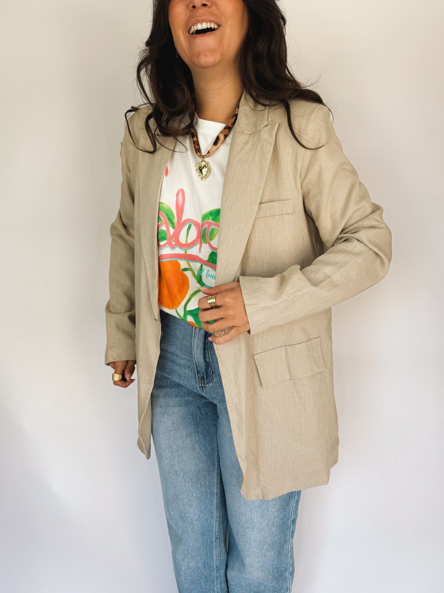 Blazer Mathilde beige en lin - Anemone Store