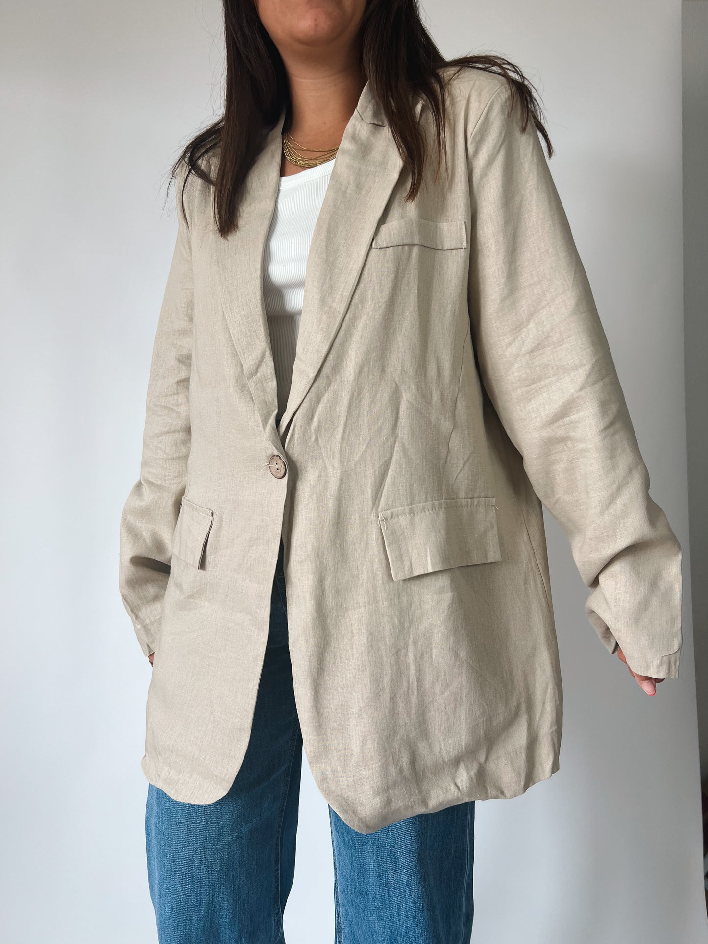 Blazer Mathilde beige en lin - Anemone Store
