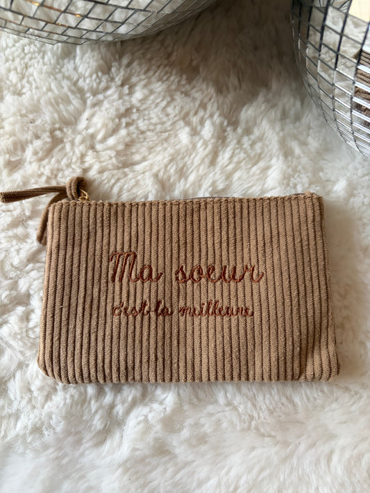 Pochette « ma sœur c’est la meilleure » beige