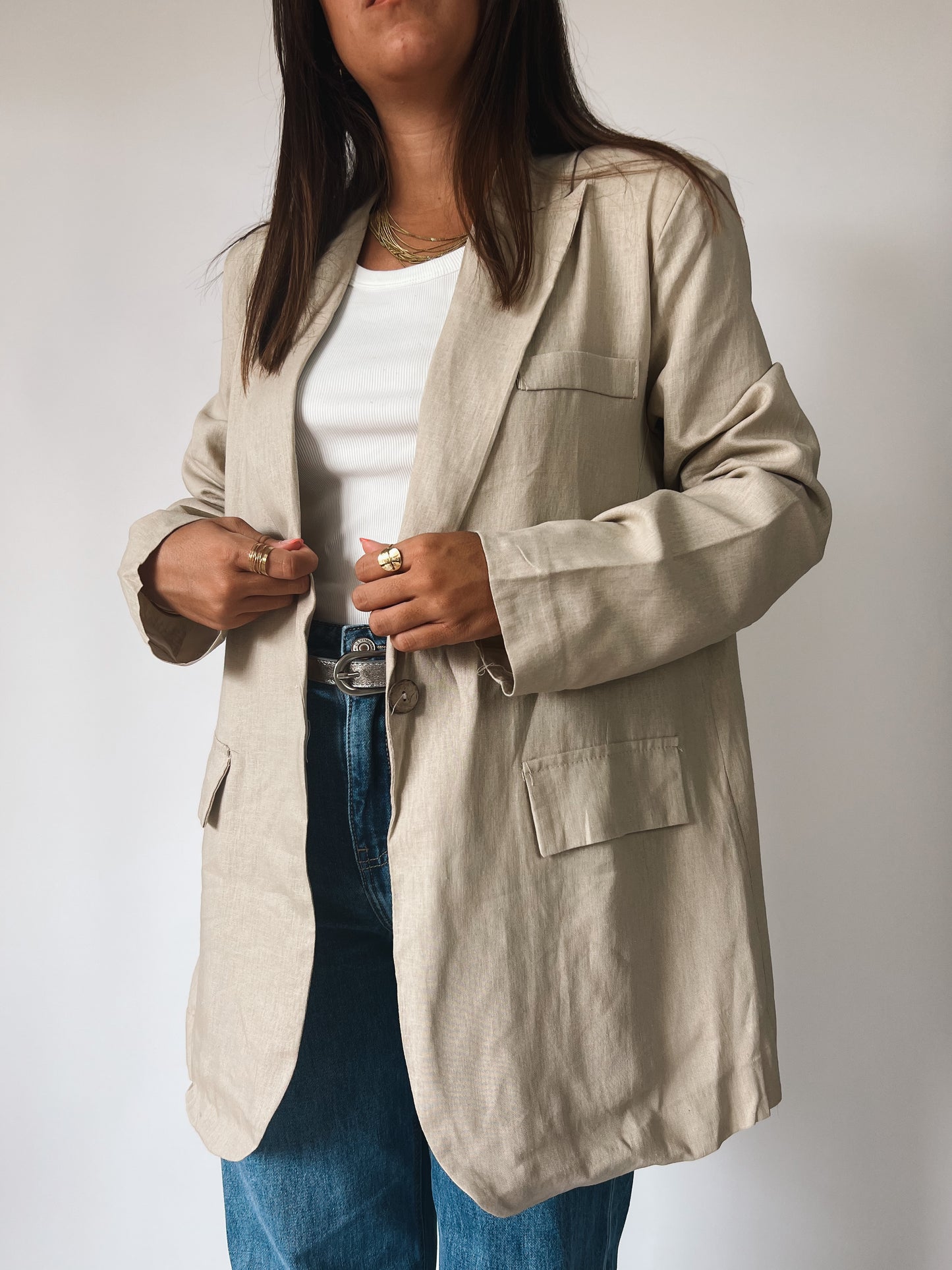Blazer Mathilde beige en lin - Anemone Store