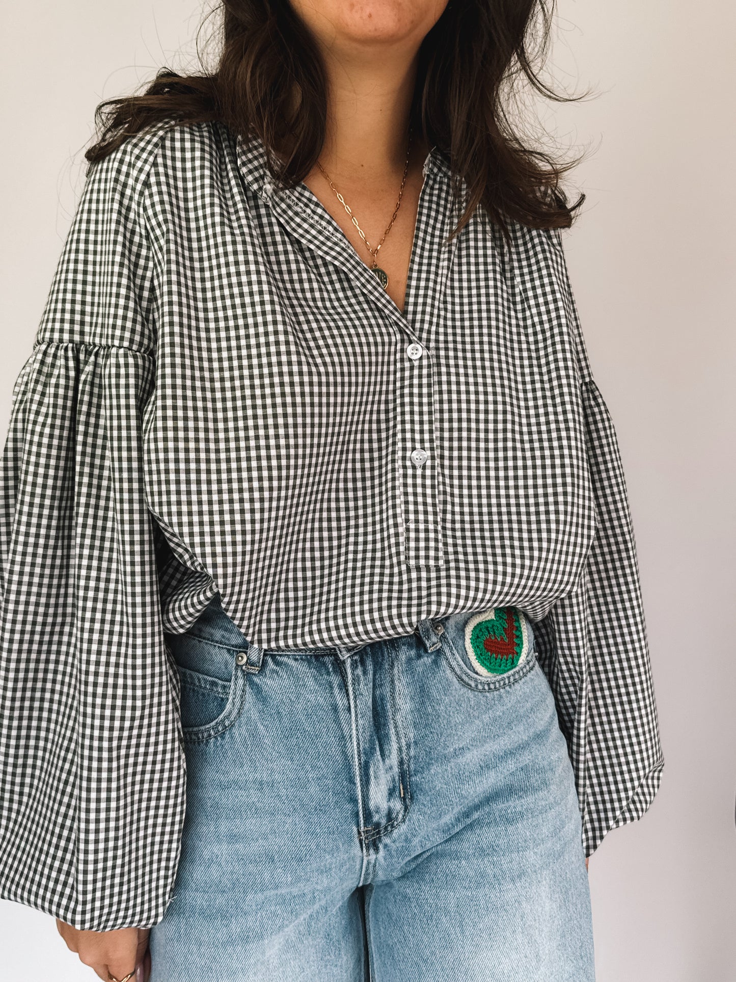 Blouse Billie Vichy Kaki - Anemone Store