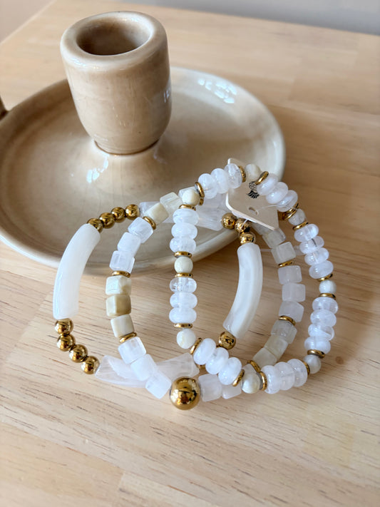 Trio bracelets blancs - Anemone Store