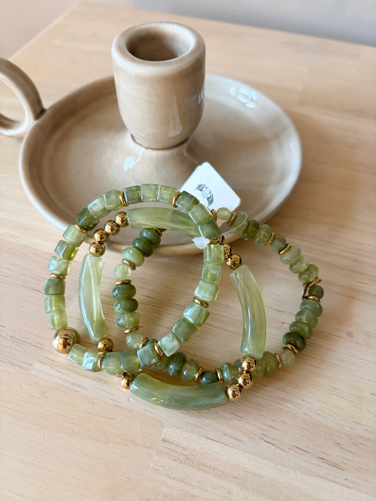 Trio bracelets vert - Anemone Store