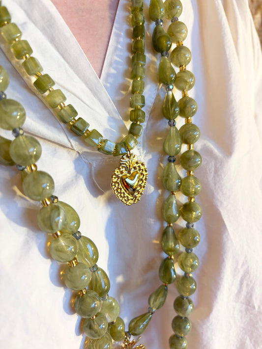 Sautoir trio vert - Anemone Store