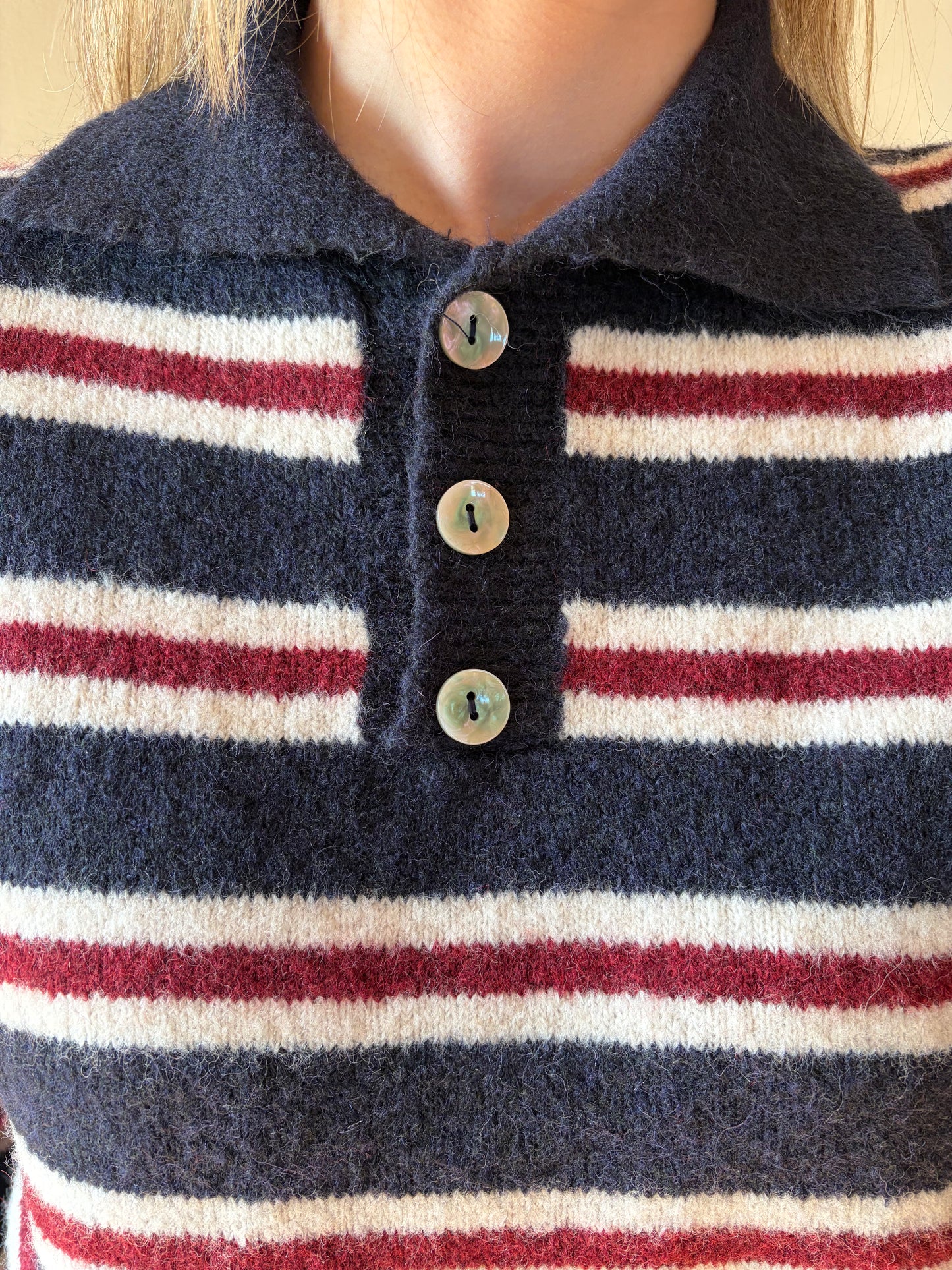 Pull col rayé marine bordeaux OLIVIA - Anemone Store