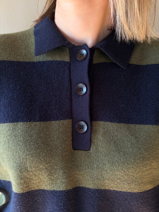 Pull rayé marine kaki ZOÉ - Anemone Store