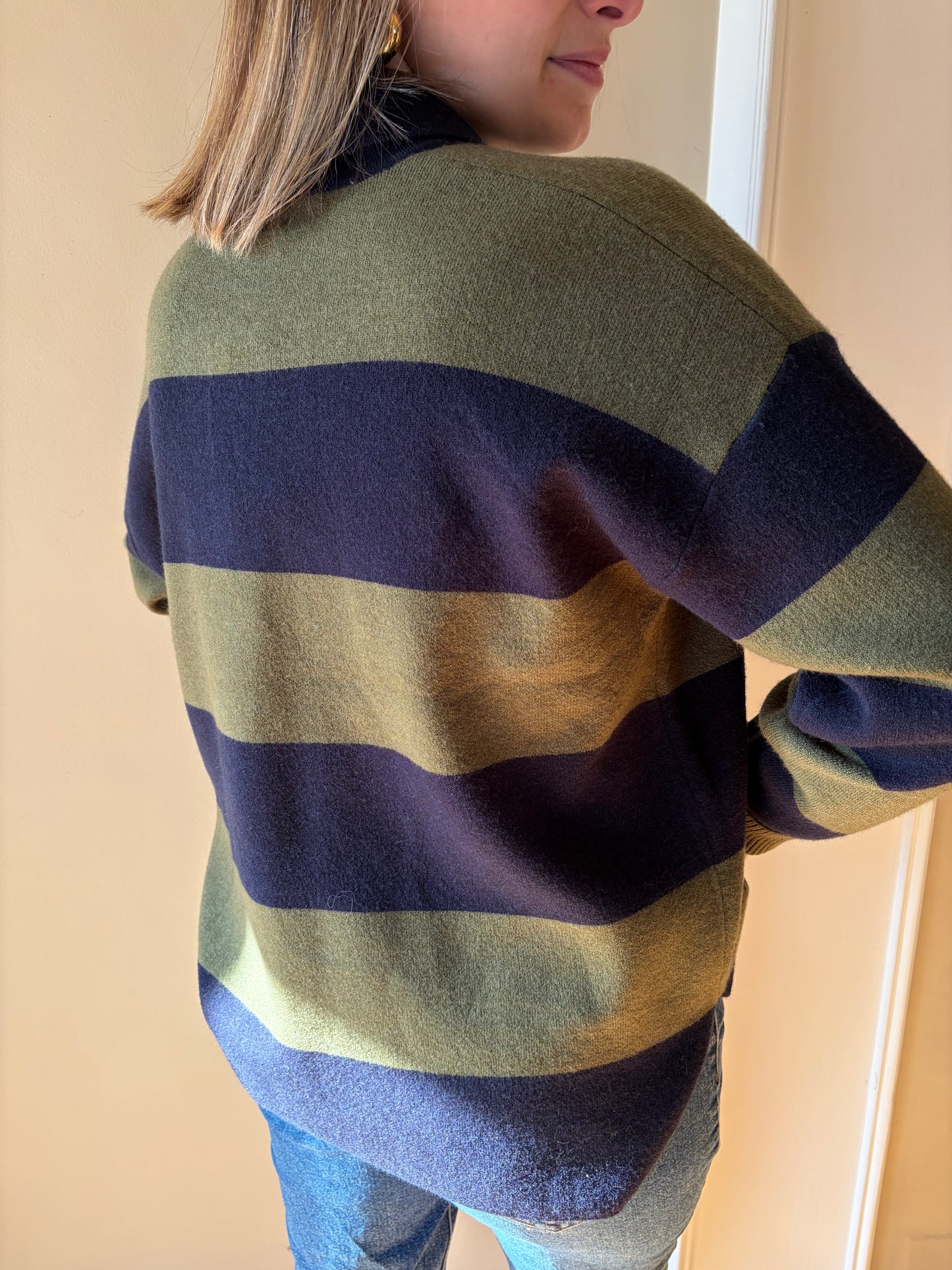 Pull rayé marine kaki ZOÉ - Anemone Store