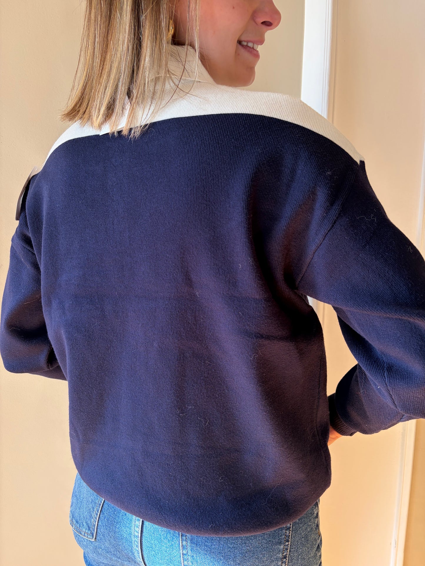 Pull blanc et marine LEONIE - Anemone Store