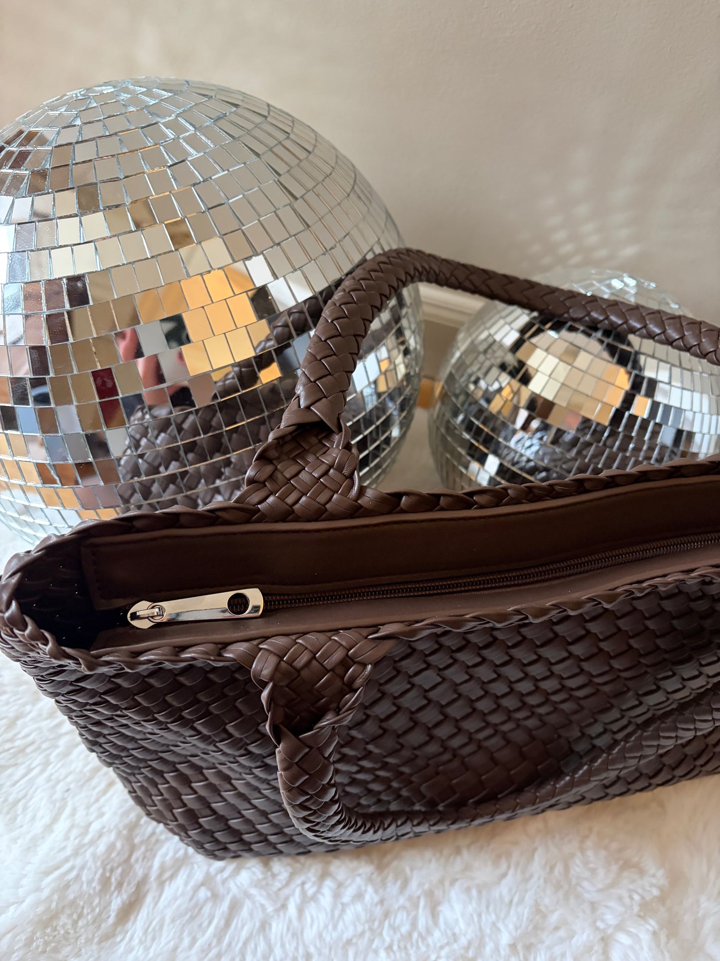 Sac épaule tressé chocolat LANA