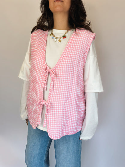 Gilet matelassé Vichy Rose