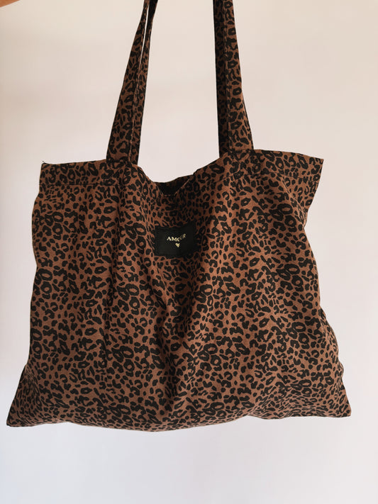 Tote bag Léopard Marron