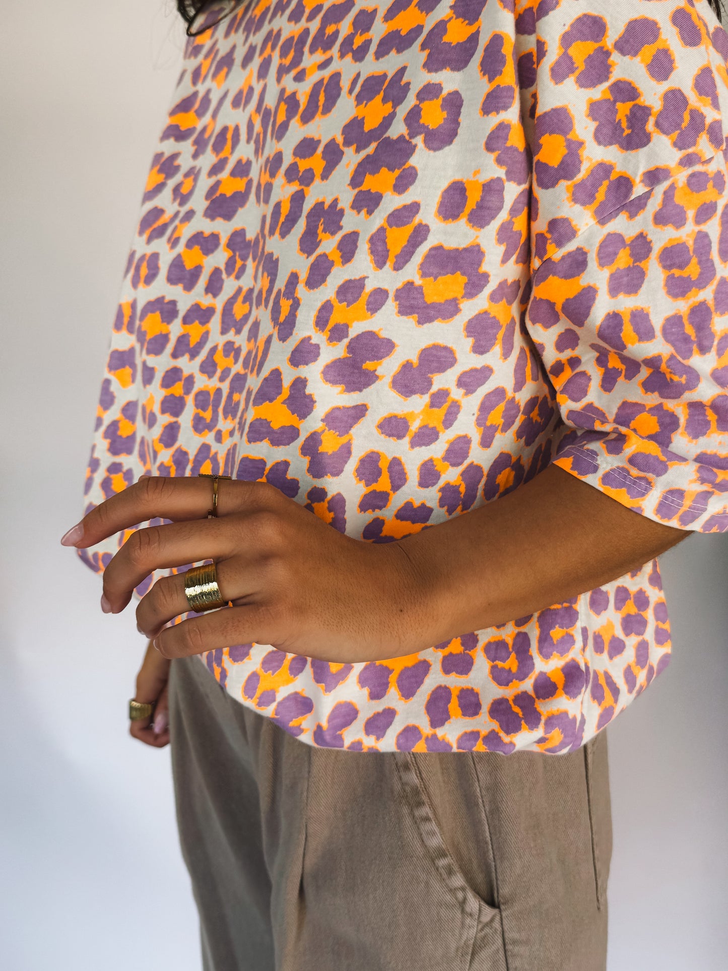 Tee-shirt Léopard Orange & Violet