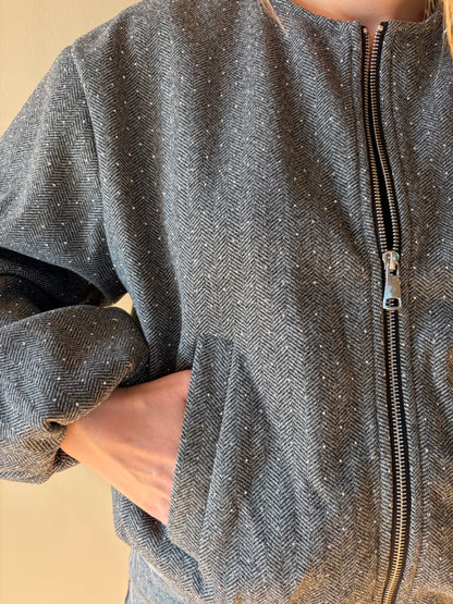 Veste courte grise strass FELY - Anemone Store