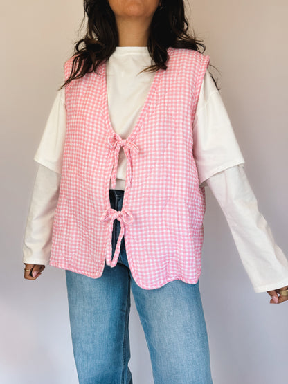 Gilet matelassé Vichy Rose