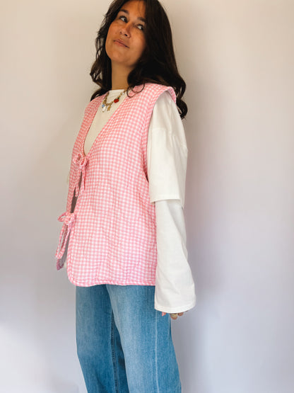 Gilet matelassé Vichy Rose
