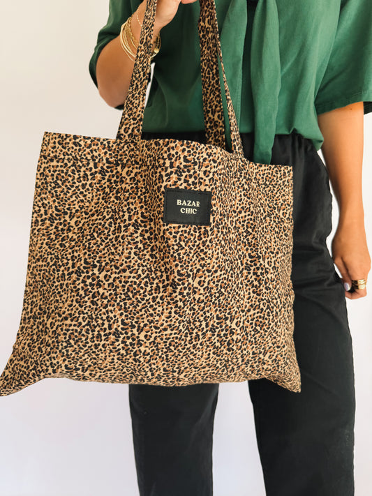 Tote bag Léopard Camel