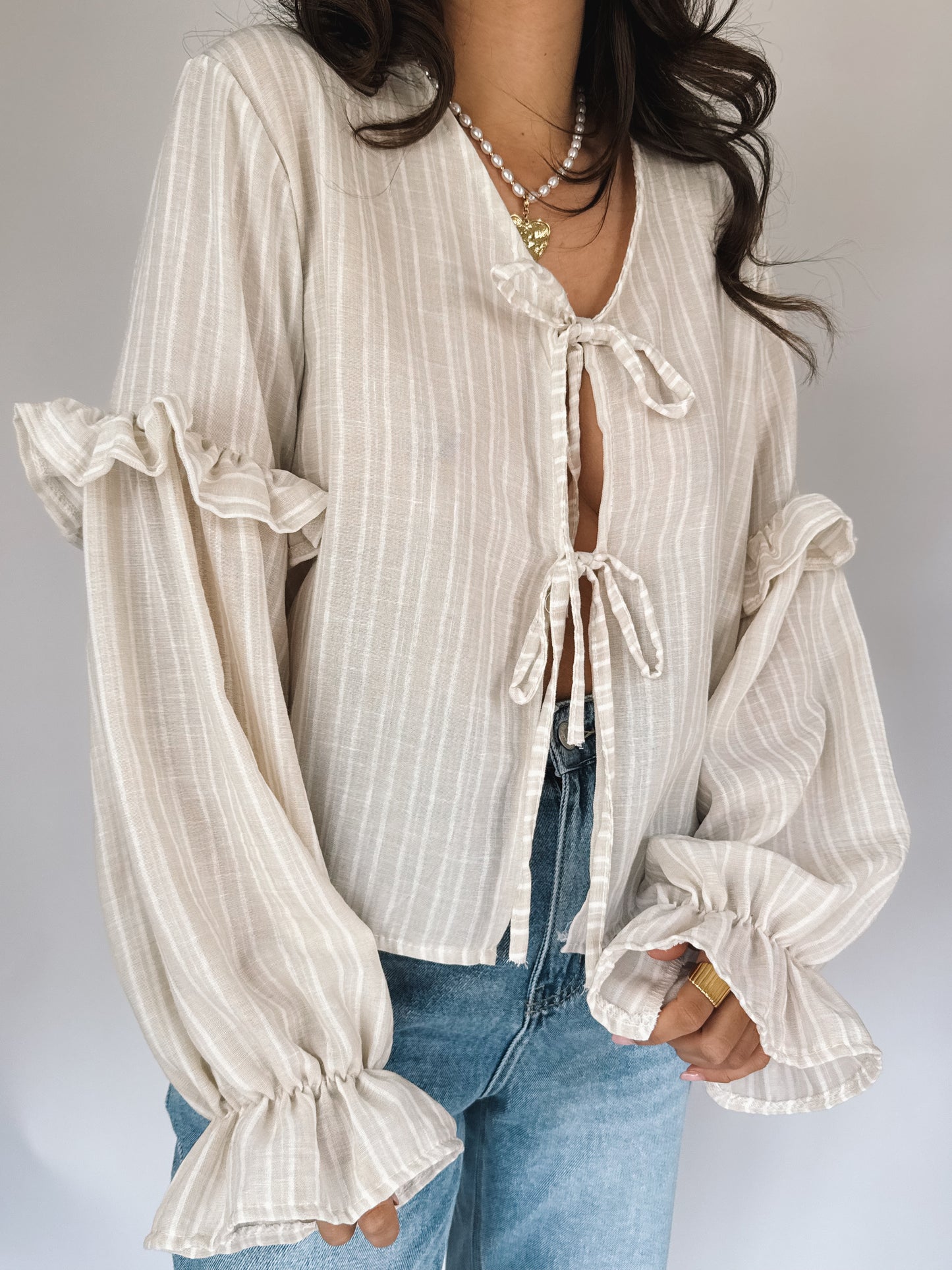 Blouse Cassandra Beige Rayée