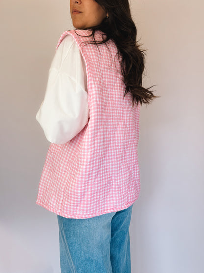 Gilet matelassé Vichy Rose