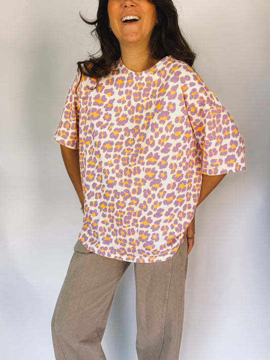 Tee-shirt Léopard Orange & Violet