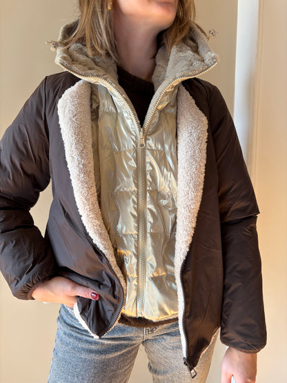 Doudoune réversible chocolat Sherpa ELAIS - Anemone Store