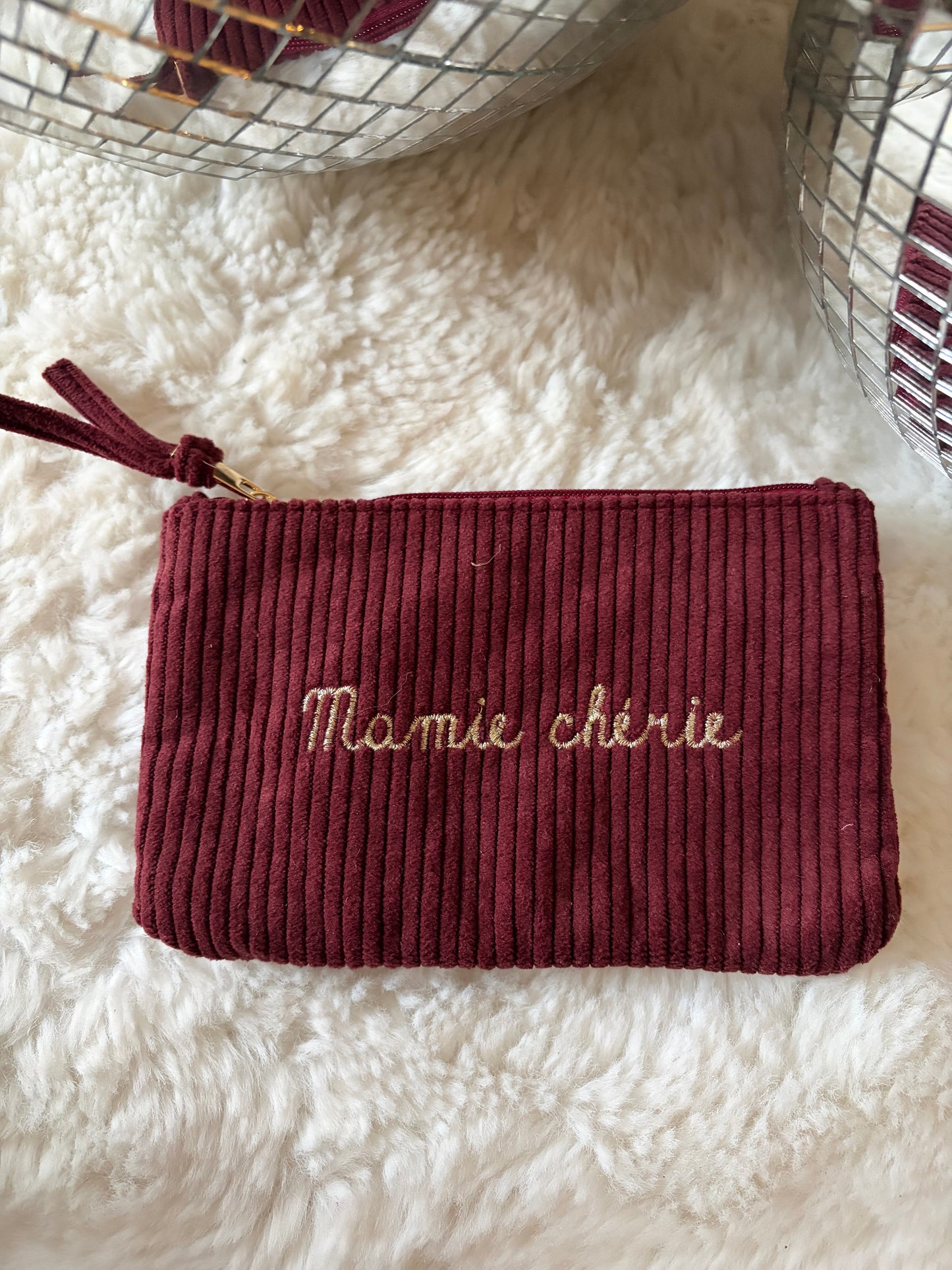 Pochette « mamie chérie » bordeaux