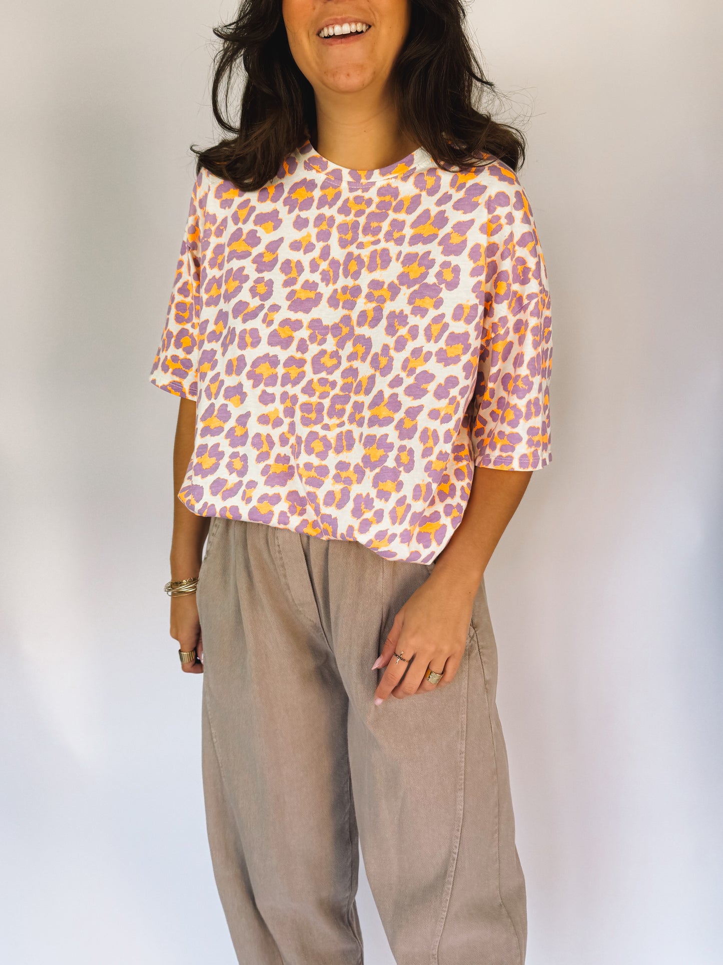 Tee-shirt Léopard Orange & Violet