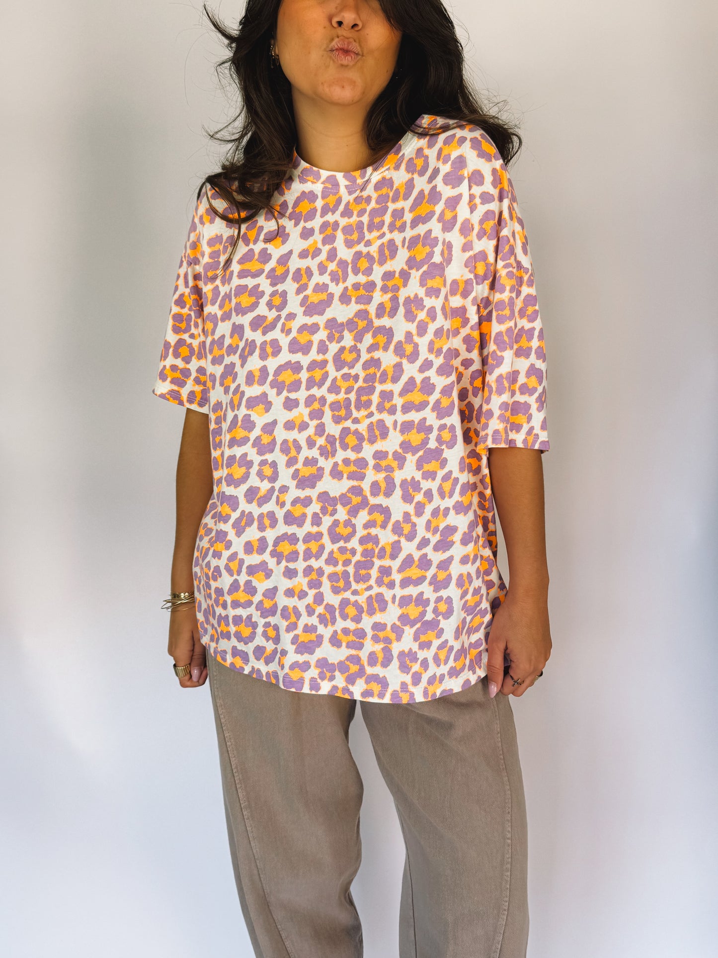 Tee-shirt Léopard Orange & Violet