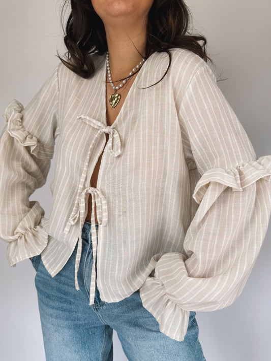 Blouse Cassandra Beige Rayée