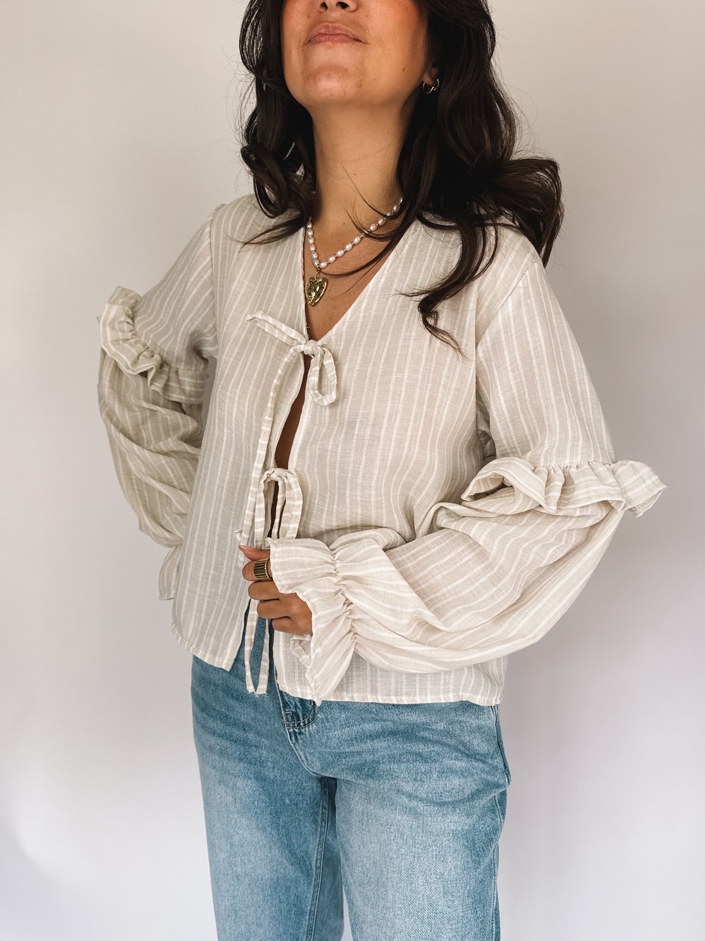 Blouse Cassandra Beige Rayée