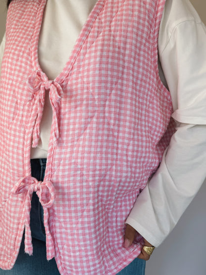 Gilet matelassé Vichy Rose