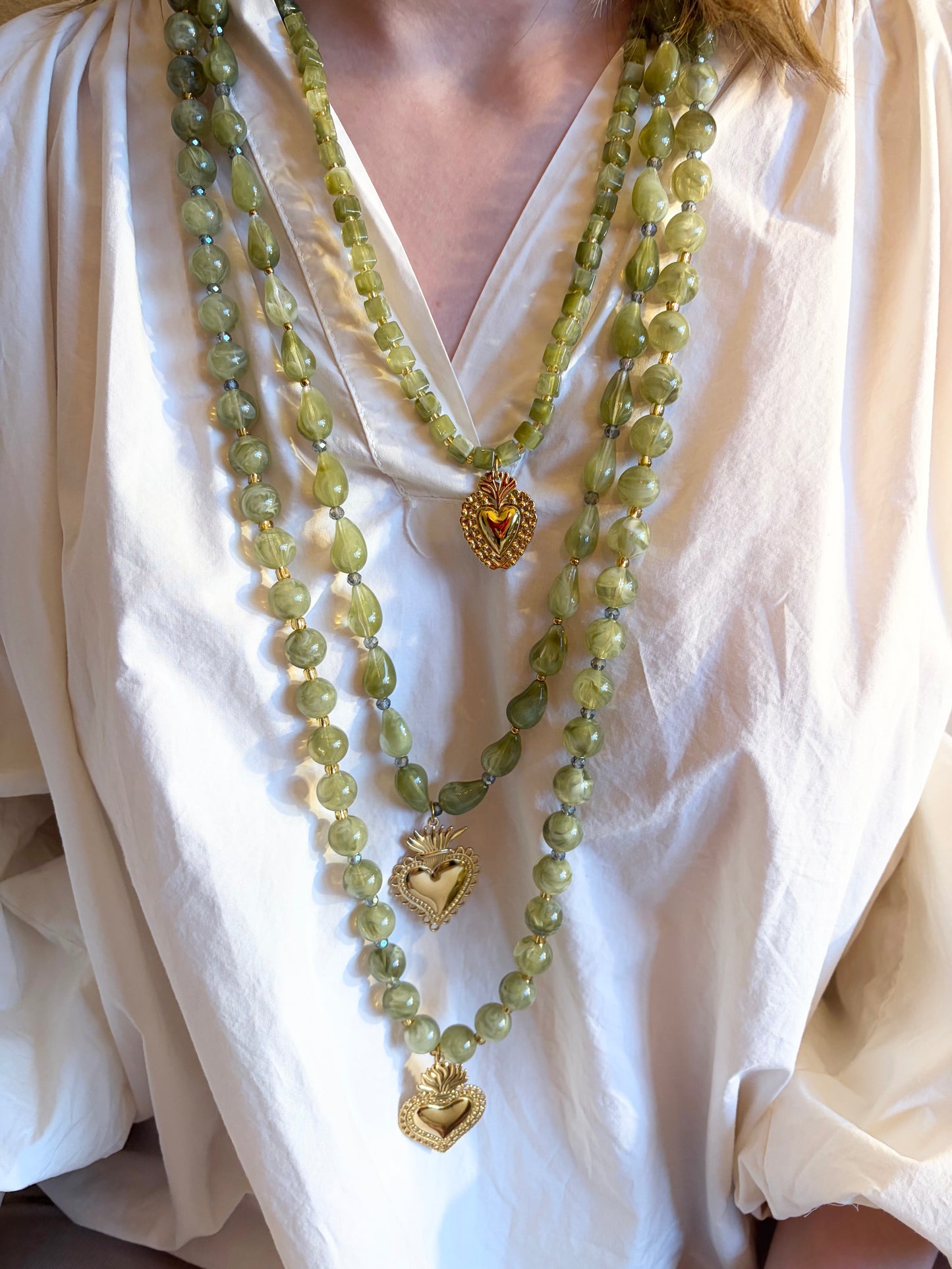 Sautoir trio vert - Anemone Store