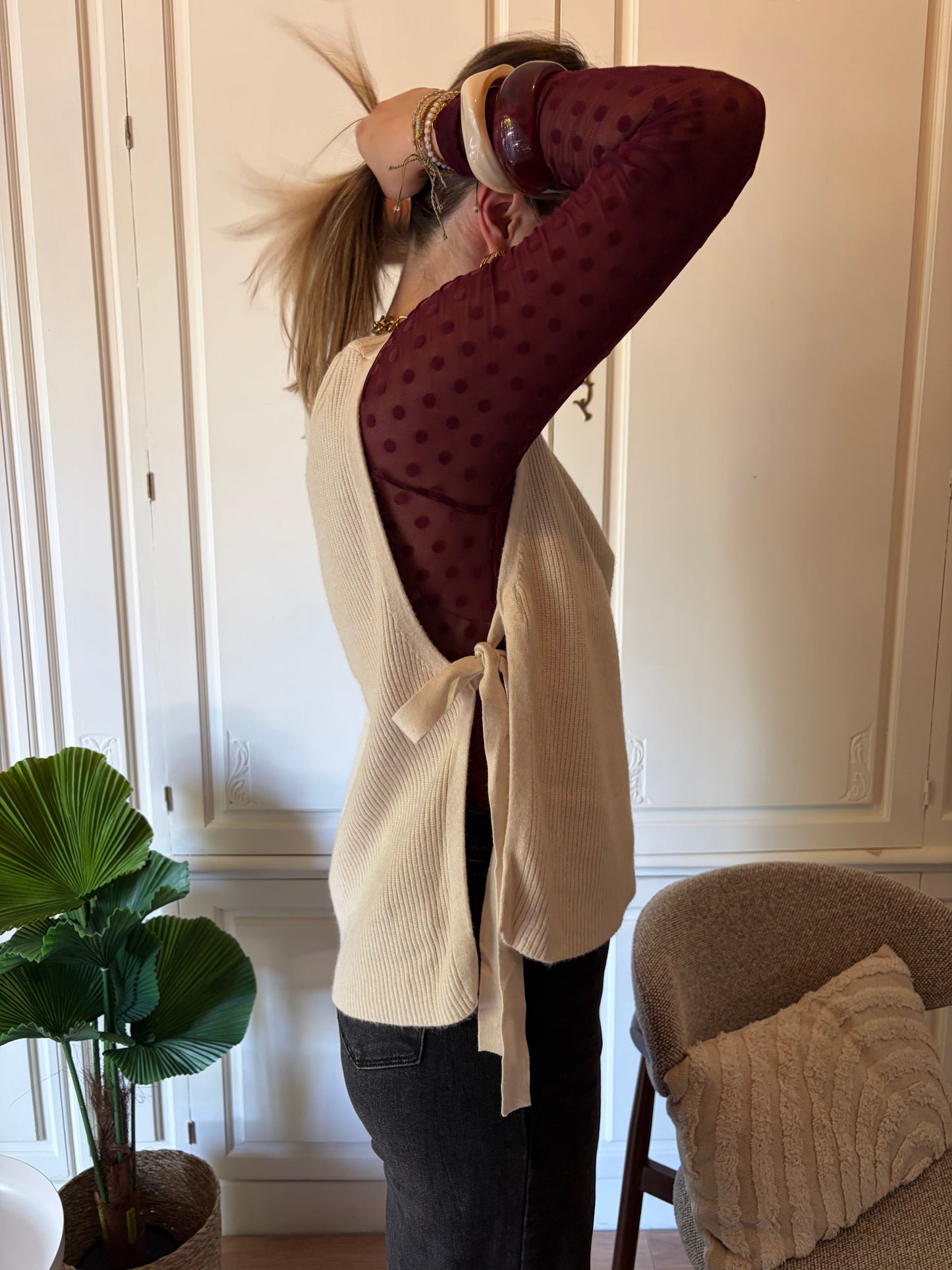 Pull sans manche LOAVIE Crème