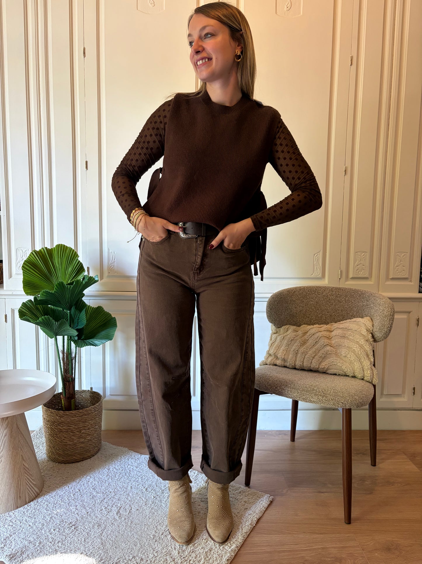 Pull sans manche LOAVIE Marron