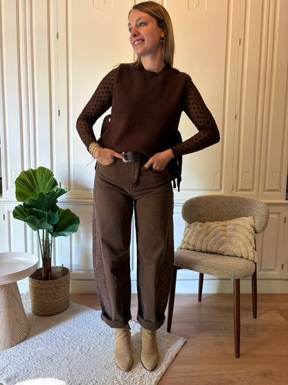Pull sans manche LOAVIE Marron