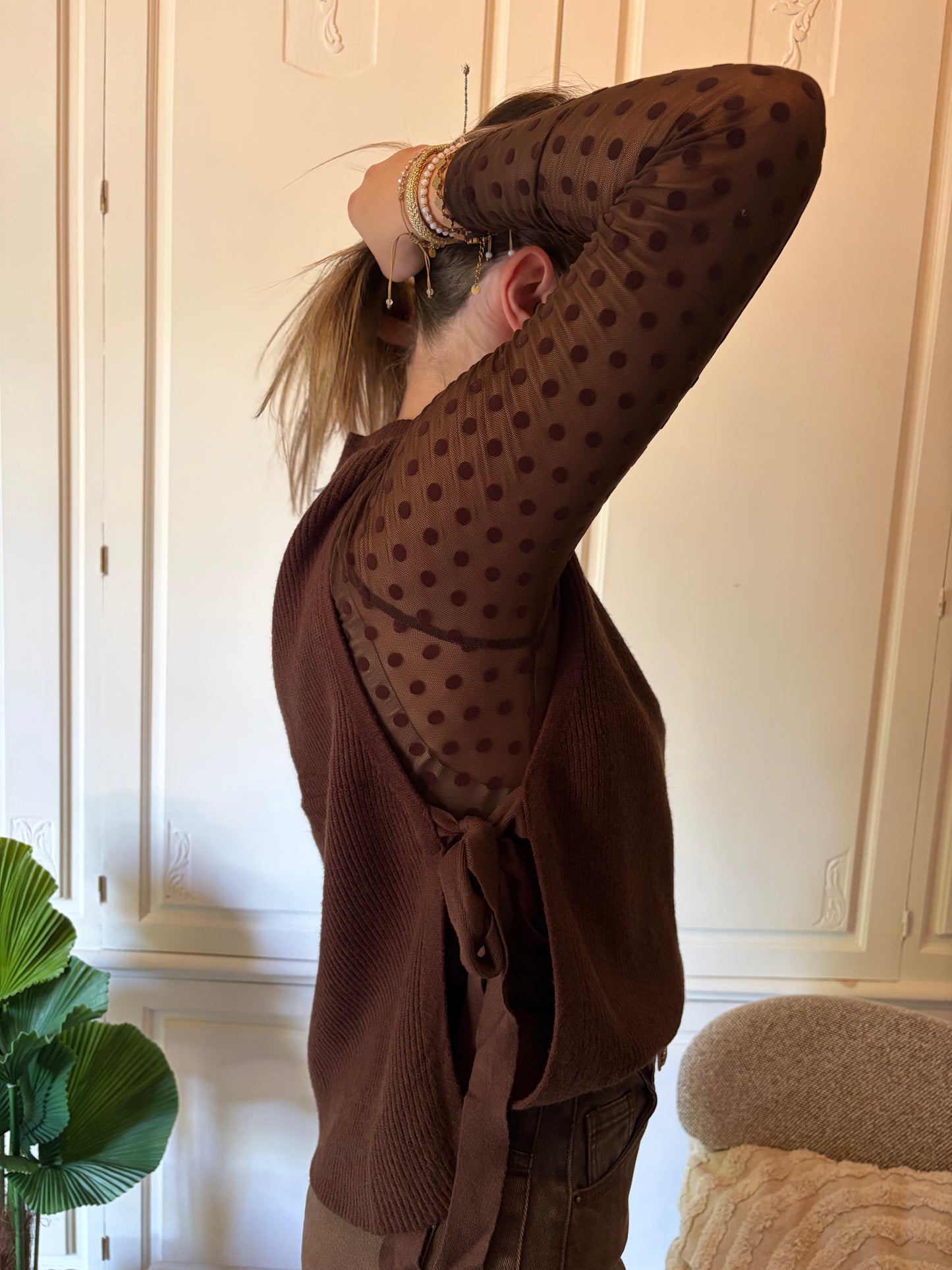 Pull sans manche LOAVIE Marron