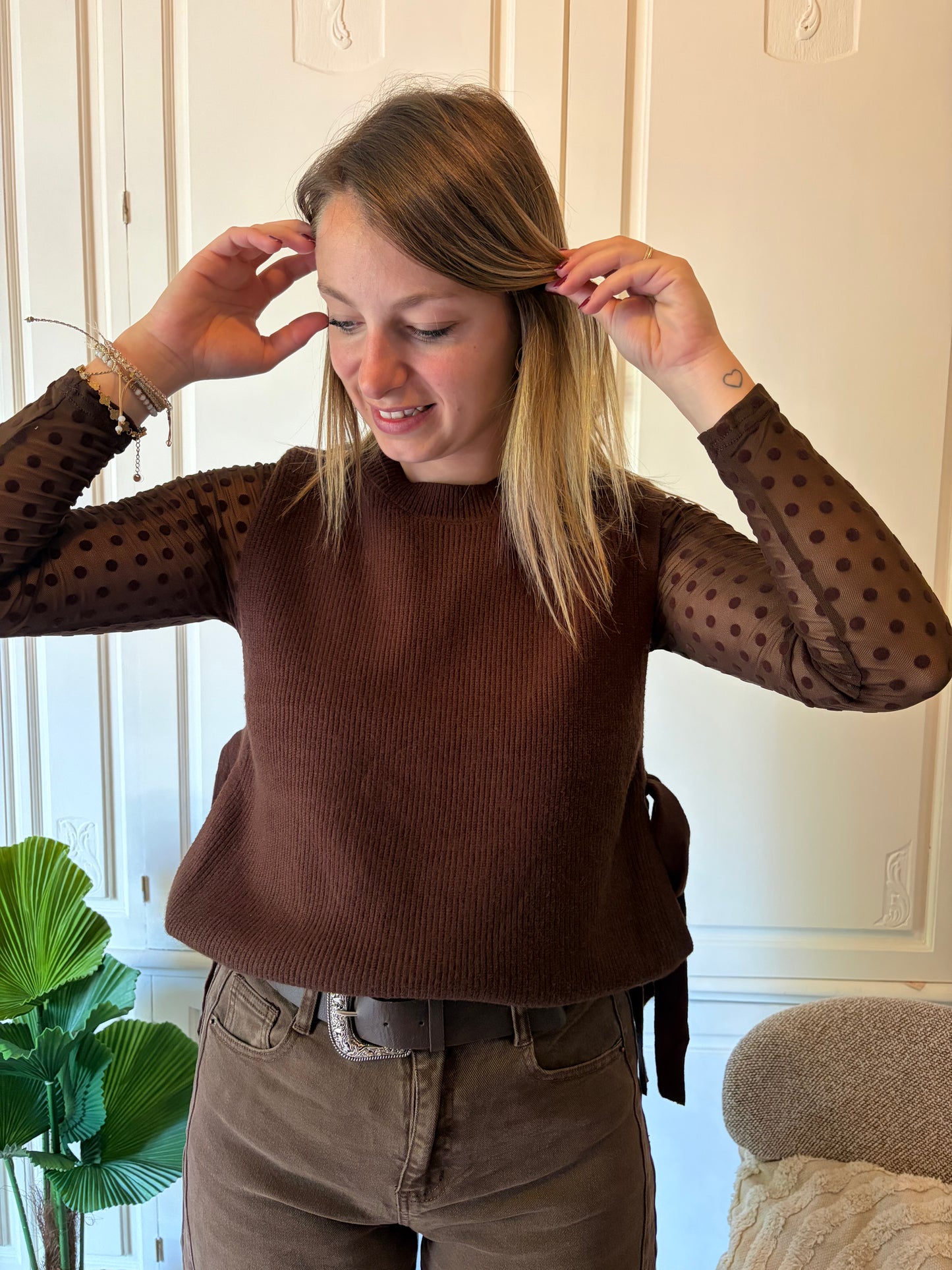 Pull sans manche LOAVIE Marron