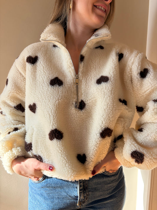 Polaire coeurs crème EMY