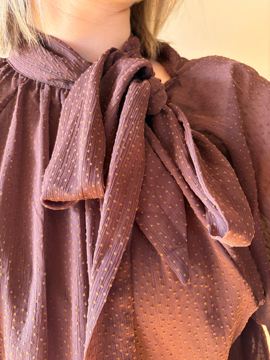Blouse bordeaux noeud devant EZIA